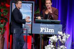 SANTA BARBARA, CALIFORNIA - FEBRUARY 09: Rob Lowe presents Robert Downey Jr. with the Maltin Modern Master Award during the 39th Annual Santa Barbara International Film Festival on February 09, 2024 in Santa Barbara, California. (Photo by Tibrina Hobson/Getty Images for SBIFF)