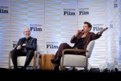 SANTA BARBARA, CALIFORNIA - FEBRUARY 09: Leonard Maltin and Robert Downey Jr. speak onstage at the Maltin Modern Master Award during the 39th Annual Santa Barbara International Film Festival on February 09, 2024 in Santa Barbara, California. (Photo by Tibrina Hobson/Getty Images for SBIFF)