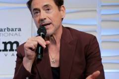 SANTA BARBARA, CALIFORNIA - FEBRUARY 09: Robert Downey Jr. speaks onstage at the Maltin Modern Master Award during the 39th Annual Santa Barbara International Film Festival on February 09, 2024 in Santa Barbara, California. (Photo by Tibrina Hobson/Getty Images for SBIFF)