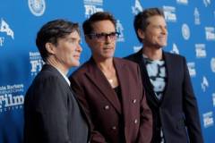 SANTA BARBARA, CALIFORNIA - FEBRUARY 09: (L-R) Cillian Murphy, Robert Downey Jr. and Rob Lowe attend the Maltin Modern Master Award during the 39th Annual Santa Barbara International Film Festival on February 09, 2024 in Santa Barbara, California. (Photo by Tibrina Hobson/Getty Images for SBIFF)
