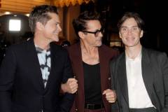 SANTA BARBARA, CALIFORNIA - FEBRUARY 09: (L-R) Rob Lowe, Robert Downey Jr. and Cillian Murphy attend the Maltin Modern Master Award during the 39th Annual Santa Barbara International Film Festival on February 09, 2024 in Santa Barbara, California. (Photo by Tibrina Hobson/Getty Images for SBIFF)