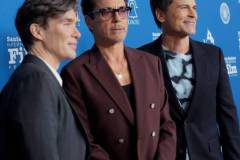 SANTA BARBARA, CALIFORNIA - FEBRUARY 09: (L-R) Cillian Murphy, Robert Downey Jr. and Rob Lowe attend the Maltin Modern Master Award during the 39th Annual Santa Barbara International Film Festival on February 09, 2024 in Santa Barbara, California. (Photo by Tibrina Hobson/Getty Images for SBIFF)