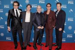 SANTA BARBARA, CALIFORNIA - FEBRUARY 09: (L-R) SBIFF Executive Director Roger Durling, Cillian Murphy, Leonard Maltin, Robert Downey Jr. and Rob Lowe attend the Maltin Modern Master Award during the 39th Annual Santa Barbara International Film Festival on February 09, 2024 in Santa Barbara, California. (Photo by Tibrina Hobson/Getty Images for SBIFF)