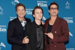 SANTA BARBARA, CALIFORNIA - FEBRUARY 09: (L-R) Rob Lowe, John Owen Lowe and Robert Downey Jr. attend the Maltin Modern Master Award during the 39th Annual Santa Barbara International Film Festival on February 09, 2024 in Santa Barbara, California. (Photo by Tibrina Hobson/Getty Images for SBIFF)