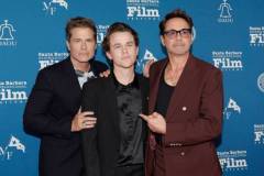 SANTA BARBARA, CALIFORNIA - FEBRUARY 09: (L-R) Rob Lowe, John Owen Lowe and Robert Downey Jr. attend the Maltin Modern Master Award during the 39th Annual Santa Barbara International Film Festival on February 09, 2024 in Santa Barbara, California. (Photo by Tibrina Hobson/Getty Images for SBIFF)