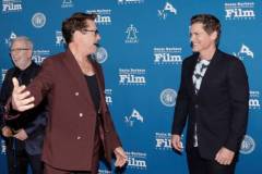 SANTA BARBARA, CALIFORNIA - FEBRUARY 09: Robert Downey Jr. and Rob Lowe attend the Maltin Modern Master Award during the 39th Annual Santa Barbara International Film Festival on February 09, 2024 in Santa Barbara, California. (Photo by Tibrina Hobson/Getty Images for SBIFF)
