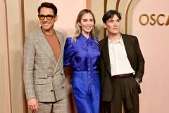 Robert Downey Jr., Emily Blunt and Cillian Murphy at the 96th Oscars Nominee Luncheon at the Beverly Hilton on February 12, 2024 in Beverly Hills, California. (Photo by Michael Buckner/Penske Media via Getty Images)