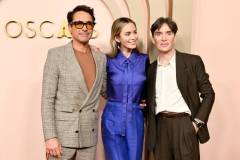 Robert Downey Jr., Emily Blunt and Cillian Murphy at the 96th Oscars Nominee Luncheon at the Beverly Hilton on February 12, 2024 in Beverly Hills, California. (Photo by Michael Buckner/Penske Media via Getty Images)