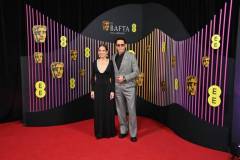LONDON, ENGLAND - FEBRUARY 18: Susan Downey (L) and Robert Downey Jr. attend the 2024 EE BAFTA Film Awards at The Royal Festival Hall on February 18, 2024 in London, England. (Photo by Alan Chapman/Dave Benett/Getty Images)