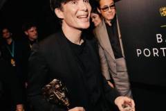 LONDON, ENGLAND - FEBRUARY 18: Cillian Murphy and Robert Downey Jr. backstage during the EE BAFTA Film Awards 2024 at The Royal Festival Hall on February 18, 2024 in London, England. (Photo by Rowben Lantion/BAFTA via Getty Images)