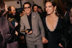 LONDON, ENGLAND - FEBRUARY 18: Robert Downey Jr. and Susan Downey backstage during the EE BAFTA Film Awards 2024 at The Royal Festival Hall on February 18, 2024 in London, England. (Photo by Rowben Lantion/BAFTA via Getty Images)