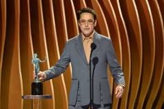 Robert Downey Jr. wins Male Actor in a Supporting Role - Motion Picture for "Oppenheimer" at the 30th Annual Screen Actors Guild Awards held at the Shrine Auditorium and Expo Hall on February 24, 2024 in Los Angeles, California. (Photo by Michael Buckner/Variety via Getty Images)