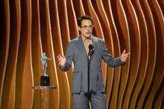 Robert Downey Jr. wins Male Actor in a Supporting Role - Motion Picture for "Oppenheimer" at the 30th Annual Screen Actors Guild Awards held at the Shrine Auditorium and Expo Hall on February 24, 2024 in Los Angeles, California. (Photo by Michael Buckner/Variety via Getty Images)
