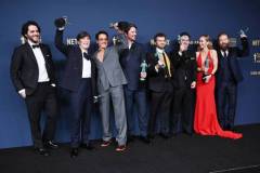 Cillian Murphy, Robert Downey Jr., Josh Hartnett, Alden Ehrenreich, Casey Affleck, Emily Blunt and Kenneth Branagh win the award for Outstanding Performance by a Cast in a Motion Picture for "Oppenheimer" at the 30th Annual Screen Actors Guild Awards held at the Shrine Auditorium and Expo Hall on February 24, 2024 in Los Angeles, California. (Photo by Gilbert Flores/Variety via Getty Images)