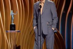 LOS ANGELES, CALIFORNIA - FEBRUARY 24: Robert Downey Jr. accepts the Outstanding Performance by a Male Actor in a Supporting Role in a Motion Picture award for ?Oppenheimer? onstage during the 30th Annual Screen Actors Guild Awards at Shrine Auditorium and Expo Hall on February 24, 2024 in Los Angeles, California. (Photo by Matt Winkelmeyer/Getty Images)