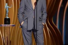 LOS ANGELES, CALIFORNIA - FEBRUARY 24: Robert Downey Jr. accepts the Outstanding Performance by a Male Actor in a Supporting Role in a Motion Picture award for ?Oppenheimer? onstage during the 30th Annual Screen Actors Guild Awards at Shrine Auditorium and Expo Hall on February 24, 2024 in Los Angeles, California. (Photo by Matt Winkelmeyer/Getty Images)