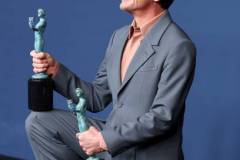 LOS ANGELES, CALIFORNIA - FEBRUARY 24: Robert Downey Jr., winner of the Outstanding Performance by a Male Actor in a Supporting Role award and the Outstanding Performance by a Cast in a Motion Picture award for 'Oppenheimer' poses in the press room during the 30th Annual Screen Actors Guild Awards at Shrine Auditorium and Expo Hall on February 24, 2024 in Los Angeles, California. (Photo by Amy Sussman/WireImage)