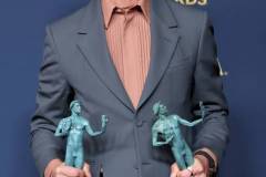 LOS ANGELES, CALIFORNIA - FEBRUARY 24: Robert Downey Jr., winner of the Outstanding Performance by a Male Actor in a Supporting Role award and the Outstanding Performance by a Cast in a Motion Picture award for 'Oppenheimer' poses in the press room during the 30th Annual Screen Actors Guild Awards at Shrine Auditorium and Expo Hall on February 24, 2024 in Los Angeles, California. (Photo by Amy Sussman/WireImage)