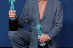 LOS ANGELES, CALIFORNIA - FEBRUARY 24: Robert Downey Jr., winner of the Outstanding Performance by a Male Actor in a Supporting Role award and the Outstanding Performance by a Cast in a Motion Picture award for 'Oppenheimer' poses in the press room during the 30th Annual Screen Actors Guild Awards at Shrine Auditorium and Expo Hall on February 24, 2024 in Los Angeles, California. (Photo by Frazer Harrison/Getty Images)