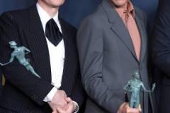 LOS ANGELES, CALIFORNIA - FEBRUARY 24: Cillian Murphy, Robert Downey Jr. poses at the 30th Annual Screen Actors Guild Awards  at Shrine Auditorium and Expo Hall on February 24, 2024 in Los Angeles, California. (Photo by Steve Granitz/FilmMagic)