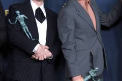 LOS ANGELES, CALIFORNIA - FEBRUARY 24: Cillian Murphy, Robert Downey Jr.poses at the 30th Annual Screen Actors Guild Awards  at Shrine Auditorium and Expo Hall on February 24, 2024 in Los Angeles, California. (Photo by Steve Granitz/FilmMagic)