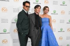 Robert Downey Jr., Cillian Murphy, and Emily Blunt at the 2024 Producers Guild Awards held at The Ray Dolby Ballroom on February 25, 2024 in Los Angeles, California. (Photo by Alberto Rodriguez/Variety via Getty Images)