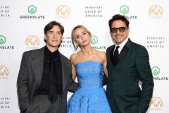 HOLLYWOOD, CALIFORNIA - FEBRUARY 25: (L-R) Cillian Murphy, Emily Blunt and Robert Downey Jr. attend the 35th Annual Producers Guild Awards at The Ray Dolby Ballroom on February 25, 2024 in Hollywood, California. (Photo by Tommaso Boddi/Getty Images)
