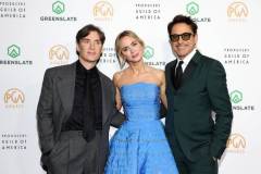HOLLYWOOD, CALIFORNIA - FEBRUARY 25: (L-R) Cillian Murphy, Emily Blunt and Robert Downey Jr. attend the 35th Annual Producers Guild Awards at The Ray Dolby Ballroom on February 25, 2024 in Hollywood, California. (Photo by Tommaso Boddi/Getty Images)