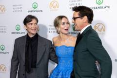 HOLLYWOOD, CALIFORNIA - FEBRUARY 25: Cillian Murphy, Emily Blunt, and Robert Downey Jr. attend the 35th Annual Producers Guild Awards at The Ray Dolby Ballroom on February 25, 2024 in Hollywood, California. (Photo by Elyse Jankowski/WireImage)