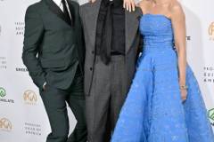 HOLLYWOOD, CALIFORNIA - FEBRUARY 25: (L-R) Robert Downey Jr., Cillian Murphy, and Emily Blunt attend the 35th Annual Producers Guild Awards at The Ray Dolby Ballroom on February 25, 2024 in Hollywood, California. (Photo by Axelle/Bauer-Griffin/FilmMagic)