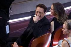 Robert Downey Jr., Susan Downey and Emily Blunt at the 96th Annual Oscars held at Dolby Theatre on March 10, 2024 in Los Angeles, California. (Photo by Rich Polk/Variety via Getty Images)
