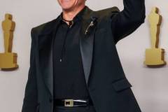 Hollywood, CA - March 10: Robert Downey Jr. winner of the Best Actor in a Supporting Role award for "Oppenheimer," in the deadline room at the 96th Annual Academy Awards at the Dolby Theatre at Hollywood & Highland Center in Hollywood, CA, Sunday, March 10, 2024. (Dania Maxwell / Los Angeles Times via Getty Images)