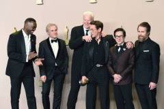 Mahershala Ali, Christoph Waltz, Tim Robbins, Robert Downey Jr., Ke Huy Quan and Sam Rockwell at the 96th Annual Oscars held at Dolby Theatre on March 10, 2024 in Los Angeles, California. (Photo by Gregg DeGuire/WWD via Getty Images)