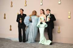 Robert Downey Jr., winner of the Best Actor in a Supporting Role award for "Oppenheimer", Da'Vine Joy Randolph, winner of the Best Supporting Actress award for "The Holdovers", Emma Stone, winner of the Best Actress in a Leading Role award for "Poor Things", and Cillian Murphy, winner of the Best Actor in a Leading Role award for "Oppenheimer", at the 96th Annual Oscars held at Dolby Theatre on March 10, 2024 in Los Angeles, California. (Photo by Gilbert Flores/Variety via Getty Images)