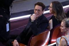 Robert Downey Jr., Susan Downey and Emily Blunt at the 96th Annual Oscars held at Dolby Theatre on March 10, 2024 in Los Angeles, California. (Photo by Rich Polk/Variety via Getty Images)