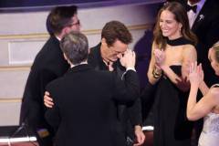 Christopher Nolan, Robert Downey Jr. and Susan Downey at the 96th Annual Oscars held at Dolby Theatre on March 10, 2024 in Los Angeles, California. (Photo by Rich Polk/Variety via Getty Images)