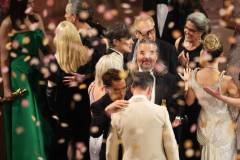 Jimmy Kimmel, Robert Downey Jr., Cillian Murphy, Hoyte van Hoytema, Charles Roven and Luisa Abel at the 96th Annual Oscars held at Dolby Theatre on March 10, 2024 in Los Angeles, California. (Photo by Rich Polk/Variety via Getty Images)