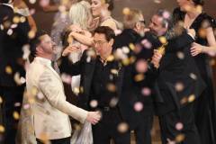 Jimmy Kimmel, Emily Blunt, Robert Downey Jr. and Hoyte van Hoytema at the 96th Annual Oscars held at Dolby Theatre on March 10, 2024 in Los Angeles, California. (Photo by Rich Polk/Variety via Getty Images)