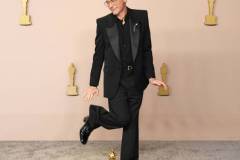 HOLLYWOOD, CALIFORNIA - MARCH 10: Robert Downey Jr., winner of the Best Actor in a Supporting Role award for ?Oppenheimer?, pose in the press room during the 96th Annual Academy Awards at Ovation Hollywood on March 10, 2024 in Hollywood, California. (Photo by Jeff Kravitz/FilmMagic)