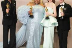 HOLLYWOOD, CALIFORNIA - MARCH 10: (L-R) Robert Downey Jr., winner of the Best Actor in a Supporting Role award for ?Oppenheimer?, Da'Vine Joy Randolph, winner of the Best Supporting Actress award for ?The Holdovers?, Emma Stone, winner of the Best Actress in a Leading Role award for ?Poor Things?, and Cillian Murphy, winner of the Best Actor in a Leading Role award for ?Oppenheimer?, pose in the press room during the 96th Annual Academy Awards at Ovation Hollywood on March 10, 2024 in Hollywood, California. (Photo by Jeff Kravitz/FilmMagic)