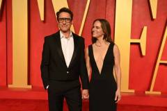 BEVERLY HILLS, CALIFORNIA - MARCH 10: (L-R) Robert Downey Jr. and Susan Downey attend the 2024 Vanity Fair Oscar Party Hosted By Radhika Jones at Wallis Annenberg Center for the Performing Arts on March 10, 2024 in Beverly Hills, California. (Photo by Jon Kopaloff/Getty Images for Vanity Fair)