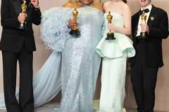 HOLLYWOOD, CALIFORNIA - MARCH 10: (L-R) Robert Downey Jr., winner of the Best Actor in a Supporting Role award for ?Oppenheimer?, Da'Vine Joy Randolph, winner of the Best Supporting Actress award for ?The Holdovers?, Emma Stone, winner of the Best Actress in a Leading Role award for ?Poor Things?, and Cillian Murphy, winner of the Best Actor in a Leading Role award for ?Oppenheimer?, onstage in the press room at the 96th Annual Academy Awards at Ovation Hollywood on March 10, 2024 in Hollywood, California. (Photo by Jeff Kravitz/FilmMagic)