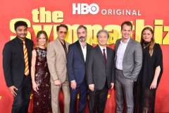 Susan Downey, Robert Downey Jr., Don McKellar, Park Chan-wook, Casey Bloys, Francesca Orsi and guests at the Los Angeles premiere of "The Sympathizer" held at the Paramount Theatre on April 9, 2024 in Los Angeles, California. (Photo by Gregg DeGuire/Variety via Getty Images)