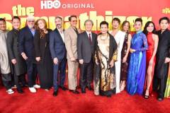 Phanxin?, Viet Thanh Nguyen, Niv Fichman, Amanda Burrell, Don McKellar, Robert Downey Jr., Park Chan-wook, Kieu Chinh, Sandra Oh, Susan Downey, Nguyen Cao Ky Duyen, Kayli Tran and Tom Dang at the Los Angeles premiere of "The Sympathizer" held at the Paramount Theatre on April 9, 2024 in Los Angeles, California. (Photo by Gregg DeGuire/Variety via Getty Images)