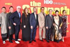 Phanxin?, Viet Thanh Nguyen, Niv Fichman, Amanda Burrell, Don McKellar, Robert Downey Jr., Park Chan-wook, Kieu Chinh and Susan Downey at the Los Angeles premiere of "The Sympathizer" held at the Paramount Theatre on April 9, 2024 in Los Angeles, California. (Photo by Gregg DeGuire/Variety via Getty Images)