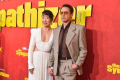 Sandra Oh and Robert Downey Jr. at the Los Angeles premiere of "The Sympathizer" held at the Paramount Theatre on April 9, 2024 in Los Angeles, California. (Photo by Gregg DeGuire/Variety via Getty Images)