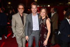 Robert Downey Jr., Casey Bloys and Susan Downey at the Los Angeles premiere of "The Sympathizer" held at the Paramount Theatre on April 9, 2024 in Los Angeles, California. (Photo by Gregg DeGuire/Variety via Getty Images)