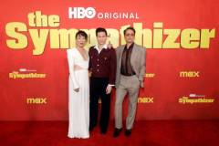 LOS ANGELES, CALIFORNIA - APRIL 09: (L-R) Sandra Oh, Hoa Xuande and Robert Downey Jr. attend the Los Angeles Premiere of HBO Original Limited Series "The Sympathizer" at The Paramount LA on April 09, 2024 in Los Angeles, California. (Photo by Emma McIntyre/Getty Images)