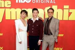 LOS ANGELES, CALIFORNIA - APRIL 09: (L-R) Sandra Oh, Hoa Xuande and Robert Downey Jr. attend the Los Angeles Premiere of HBO Original Limited Series "The Sympathizer" at The Paramount LA on April 09, 2024 in Los Angeles, California. (Photo by Emma McIntyre/Getty Images)