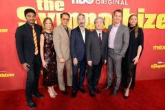 LOS ANGELES, CALIFORNIA - APRIL 09:  (L-R) Talha Asad, Susan Downey, Robert Downey Jr., Don McKellar, Park Chan-wook, Casey Bloys, Chairman/CEO of HBO & HBO Max and Francesca Orsi, EVP, Head of Drama, HBO Programming attends the Los Angeles Premiere of HBO Original Limited Series "The Sympathizer" at The Paramount LA on April 09, 2024 in Los Angeles, California. (Photo by Kevin Winter/GA/The Hollywood Reporter via Getty Images)